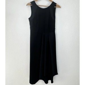 Banana Republic Asymmetrical Dress Pleated Front Round Neck Satin